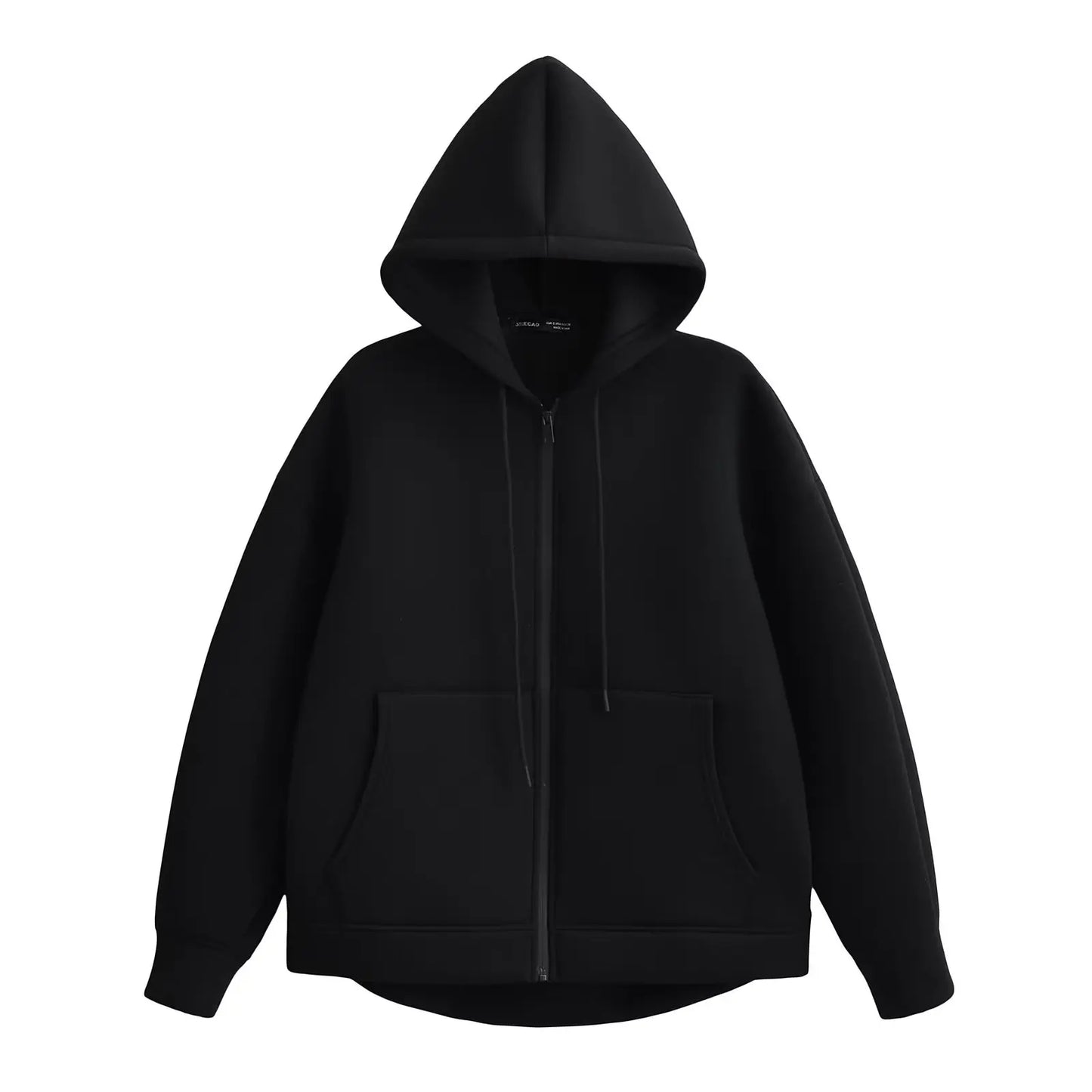 Women's Autumn Gray Jacket, Hooded Long Sleeve Coat, Loose Fit Casual Outerwear with Big Pockets