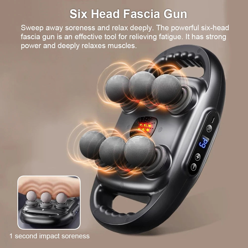 Muscle Massager Gun Fascia Gun Sixhead Body Shoulder High Frequency Back Waist Massage Machine Prof 2