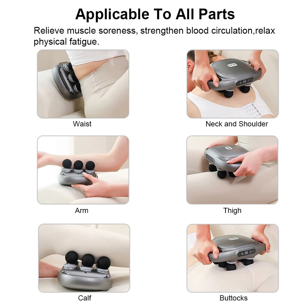 Muscle Massager Gun Fascia Gun Sixhead Body Shoulder High Frequency Back Waist Massage Machine Prof 3