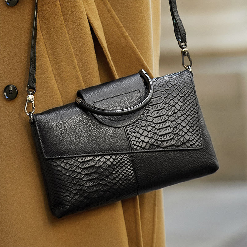 Fashion Casual Synthetic Leather Crossbody Bag, Women's Alligator Flap Shoulder Purse for Wedding and Dinner