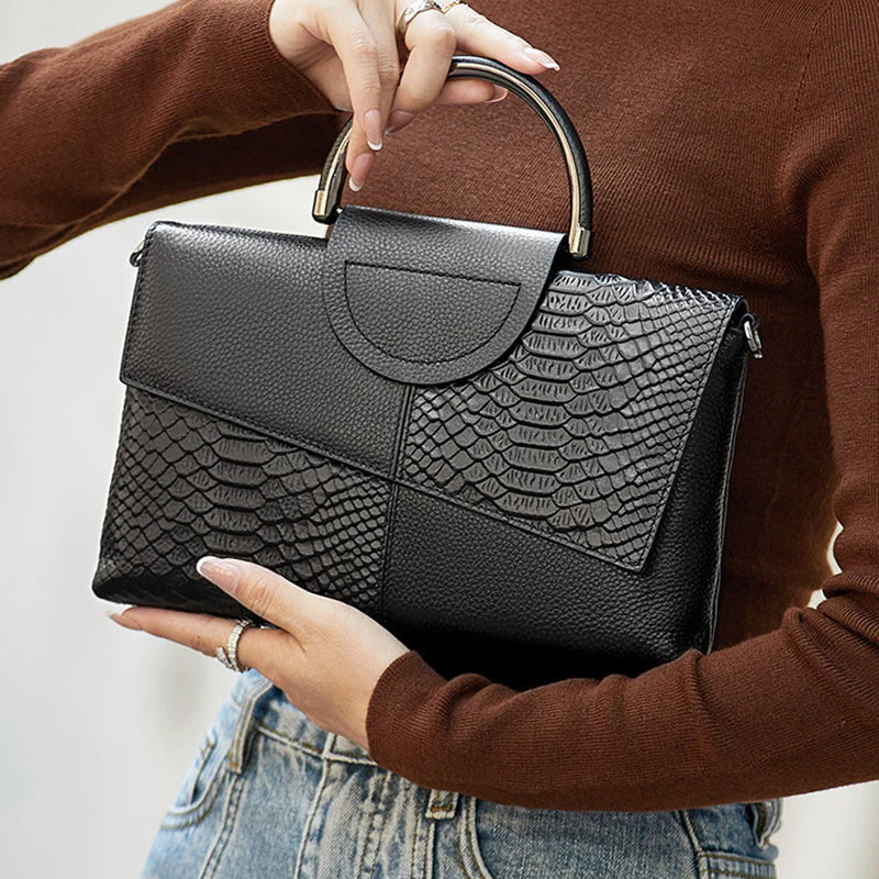 Fashion Casual Synthetic Leather Crossbody Bag, Women's Alligator Flap Shoulder Purse for Wedding and Dinner