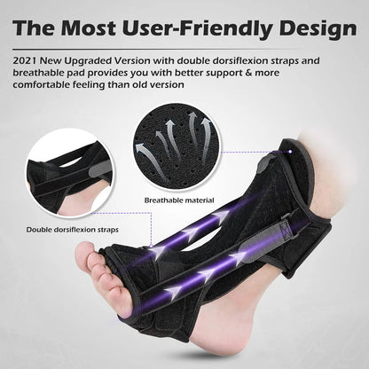 Orthotic Brace For Foot Breathable Adjustable Night Splint Plantar Fasciitis  Achilles Tendonitis S 1