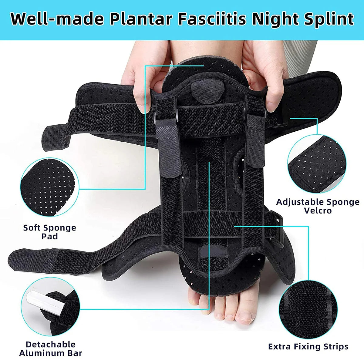 Orthotic Brace For Foot Breathable Adjustable Night Splint Plantar Fasciitis  Achilles Tendonitis S 4