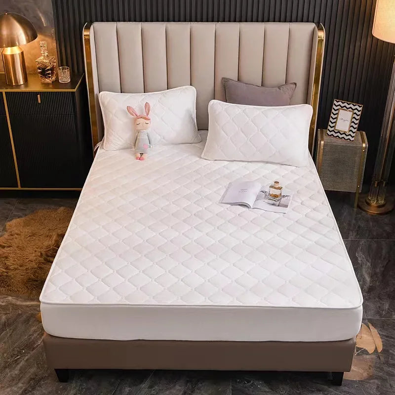 Crystal Velvet Mattress Cover, Thicken Quilted Bed Sheet, Warm Plush Fitted Sheet for Queen King Sizes
