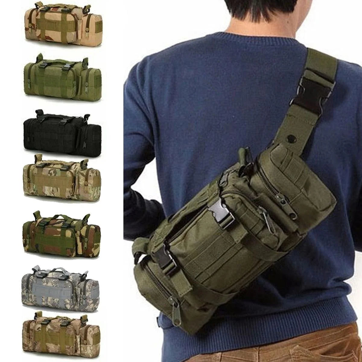 Hiking Waist Bag, Outdoor Camping Chest Pack, Multifunction Hunting Pouch for Men and Women