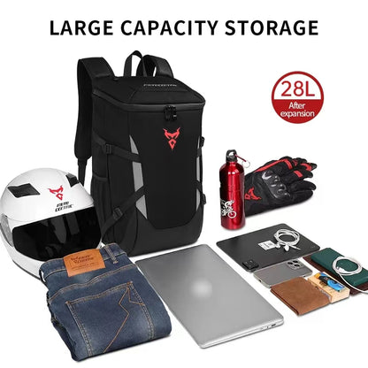 Motorcycle Backpack, Waterproof Biker Riding Helmet Bag, Outdoor Sports Reflective Laptop Backpack for Business Travel
