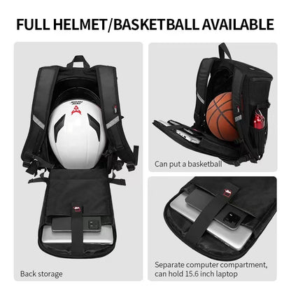 Motorcycle Backpack, Waterproof Biker Riding Helmet Bag, Outdoor Sports Reflective Laptop Backpack for Business Travel