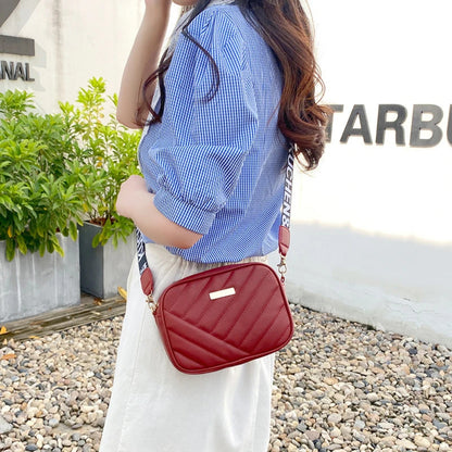 PU Leather Shoulder Bag For Women Casual Mobile Phone Bag High Quality Crossbody Rolling Strip Came 1