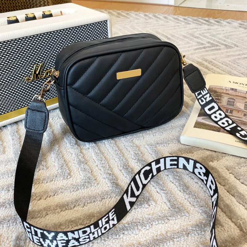 PU Leather Shoulder Bag For Women Casual Mobile Phone Bag High Quality Crossbody Rolling Strip Came 2