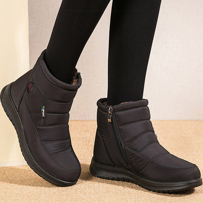 Cozy Womens Boots Winter Shoes Waterproof Warm Fur Ankle Boots Low Heel Snow Boots For Cold Weather 3