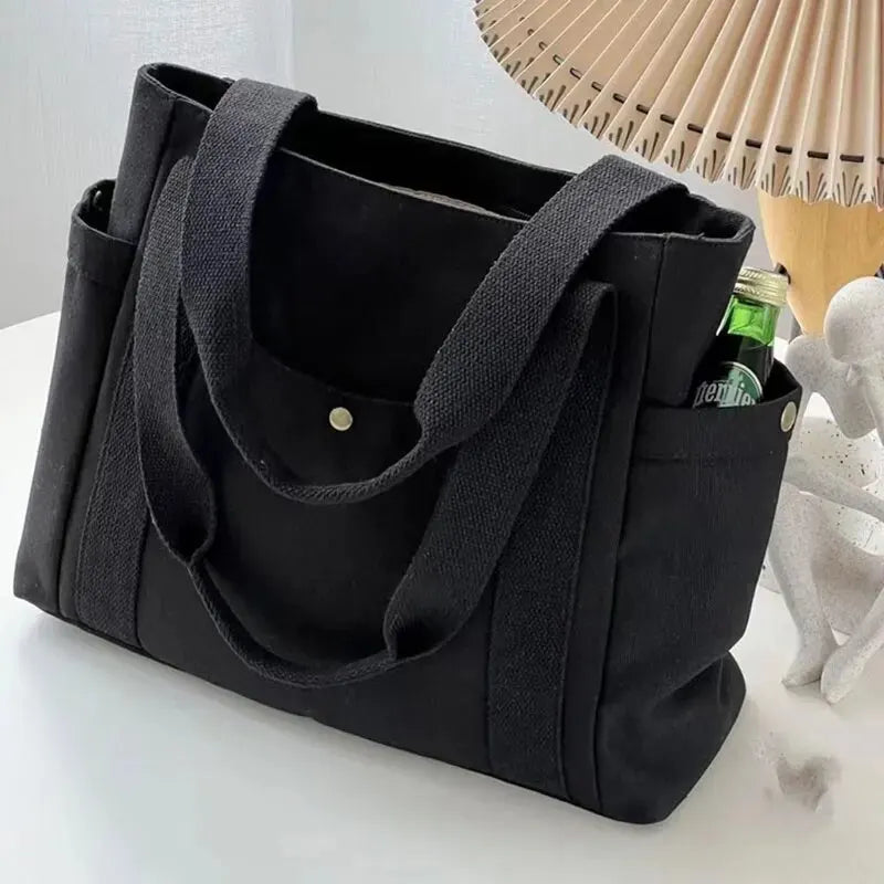 Versatile Canvas Tote Bag, Large Capacity for Work, Student & Commuting Use