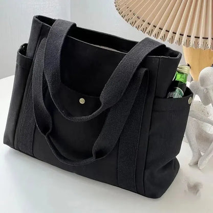 Versatile Canvas Tote Bag, Large Capacity for Work, Student & Commuting Use