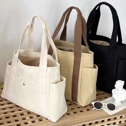 Versatile Canvas Tote Bag, Large Capacity for Work, Student & Commuting Use