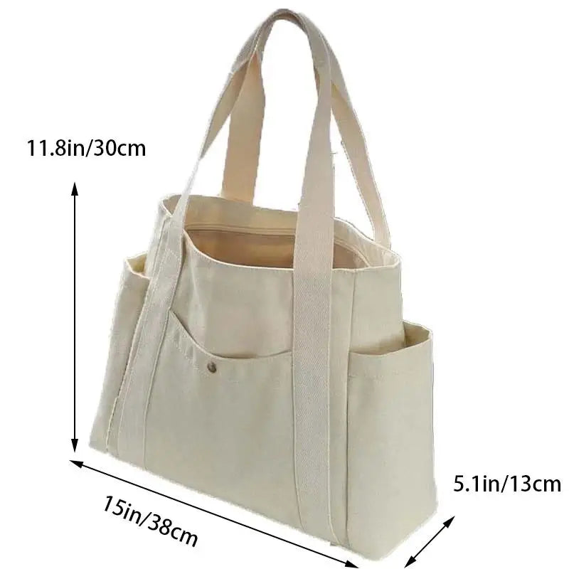 Versatile Canvas Tote Bag, Large Capacity for Work, Student & Commuting Use