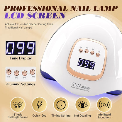 81 LED UV LED Nail Lamp Dryer Auto Sensor 4 Timer Settings Fast Gel Polish Curing Manicure Pedicure 1
