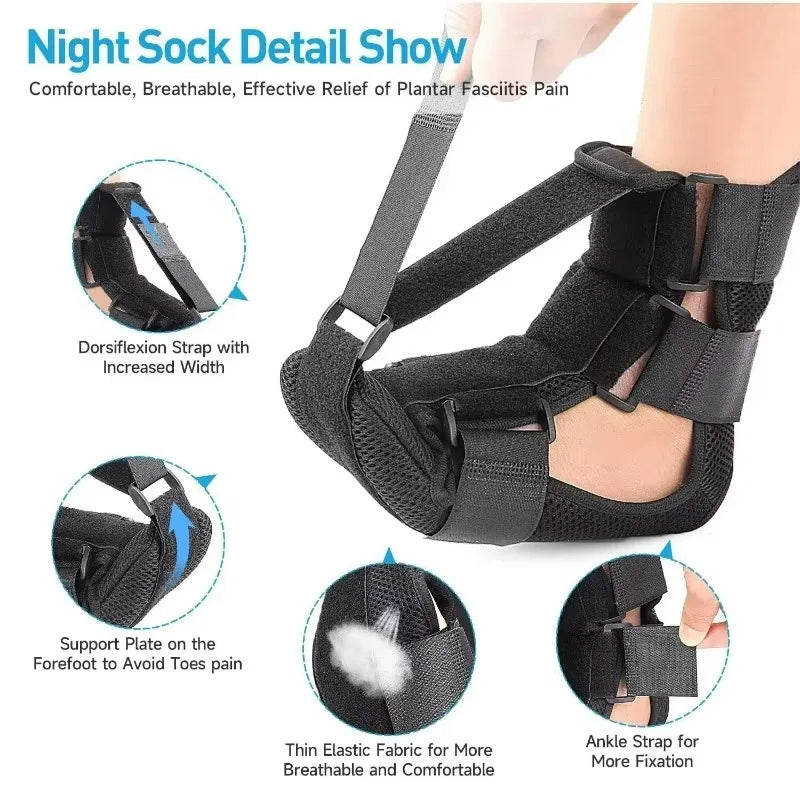 Adjustable Night Foot Splint, Comfortable Support Sock, Plantar Fascia Relief, Achilles Tendon