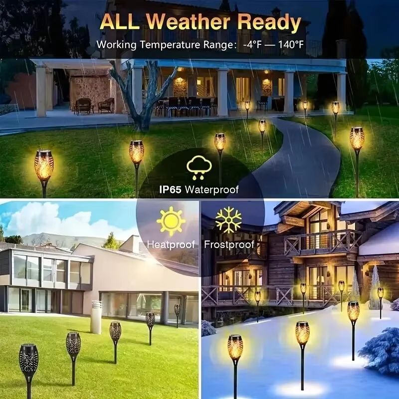 SolarGlow 12LED Flickering Flame Torch Lights  Waterproof Solar Garden Lights For Outdoor Lawn Pati 3