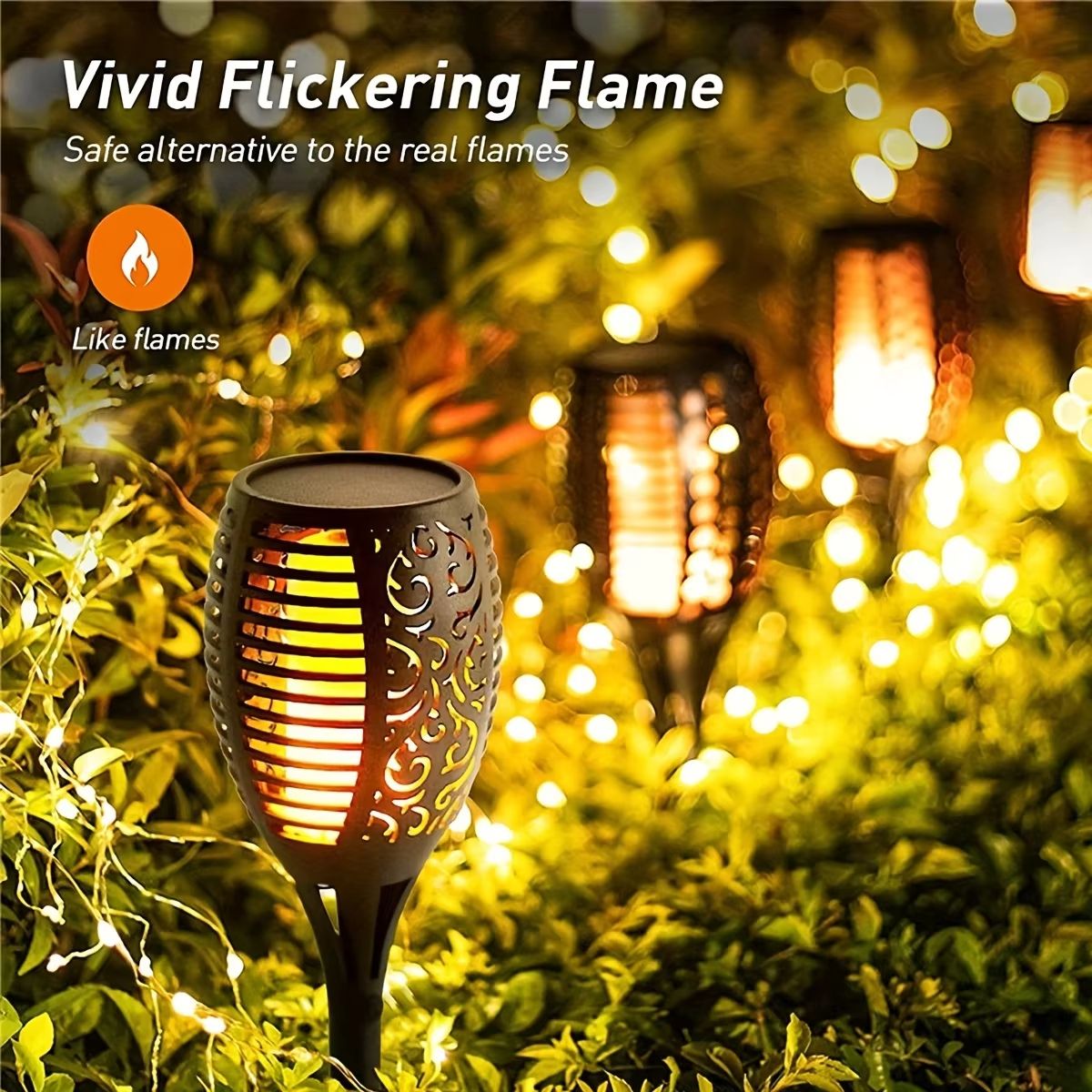 SolarGlow 12LED Flickering Flame Torch Lights  Waterproof Solar Garden Lights For Outdoor Lawn Pati 4
