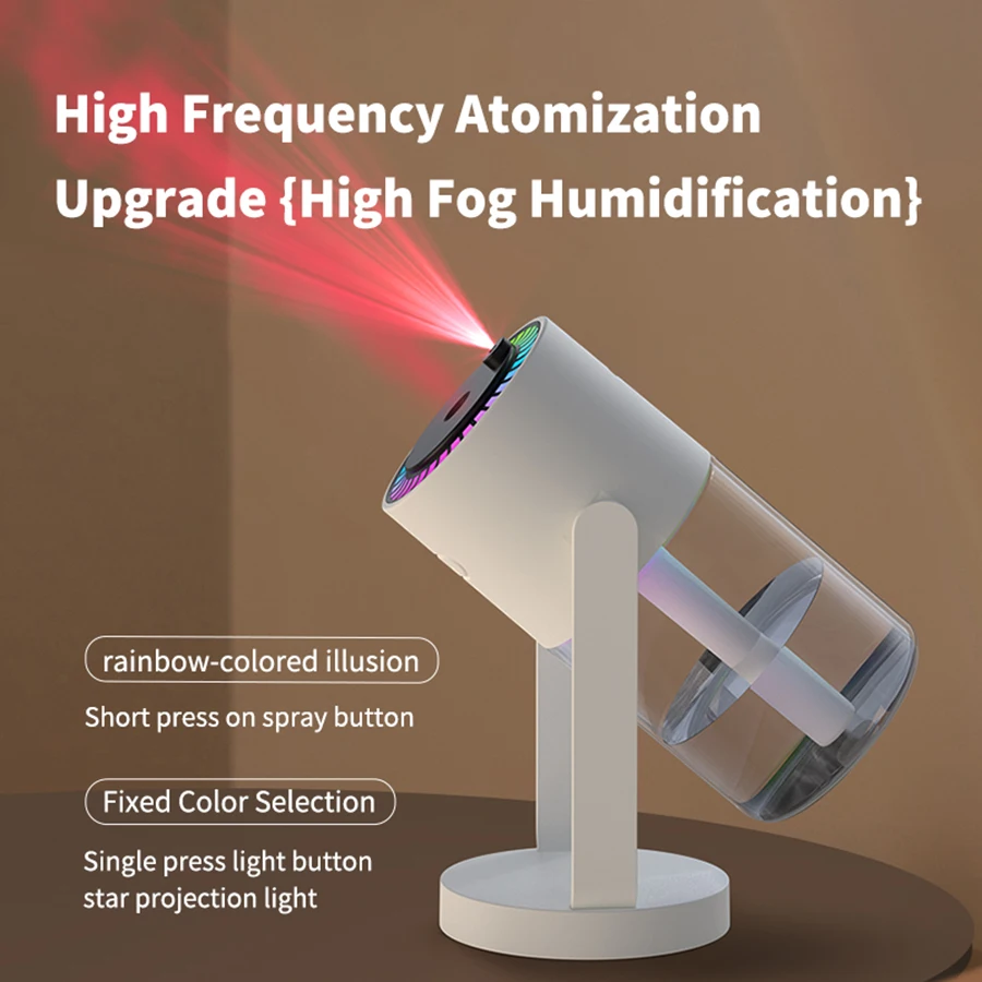 Cool Mist Humidifier with Projector, Adjustable Night Light, Auto Off, for Home and Office Desktop