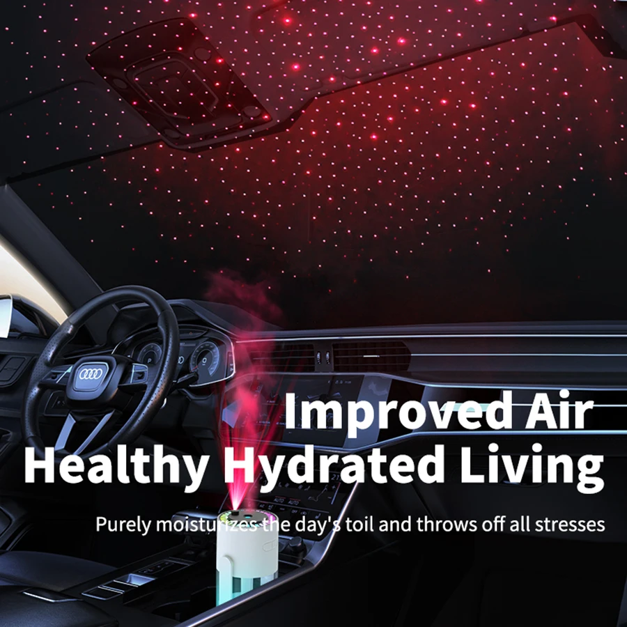 Cool Mist Humidifier with Projector, Adjustable Night Light, Auto Off, for Home and Office Desktop