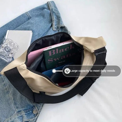 Solid Color Single Shoulder Bag, Nylon Hobos Crossbody, Fashion Casual Women's Tote with Zipper