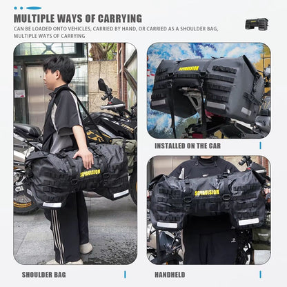 MotoTrek Waterproof Motorcycle Rear Seat Bag  20L100L Expandable Travel Tail Bag  Helmet Storage Fo 1
