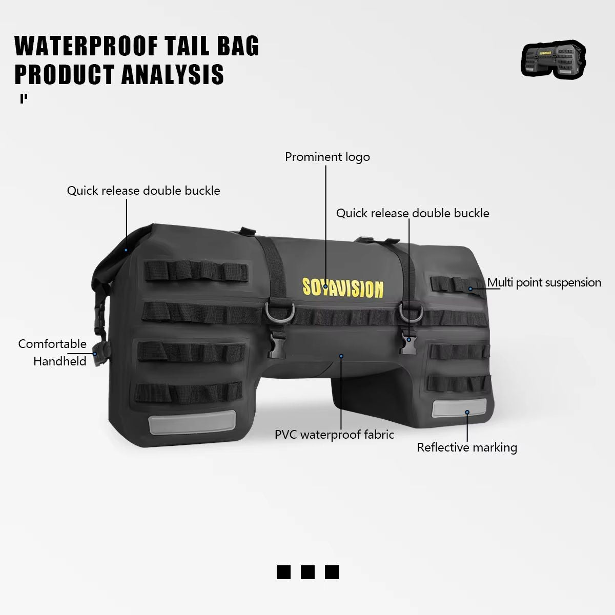 MotoTrek Waterproof Motorcycle Rear Seat Bag  20L100L Expandable Travel Tail Bag  Helmet Storage Fo 4