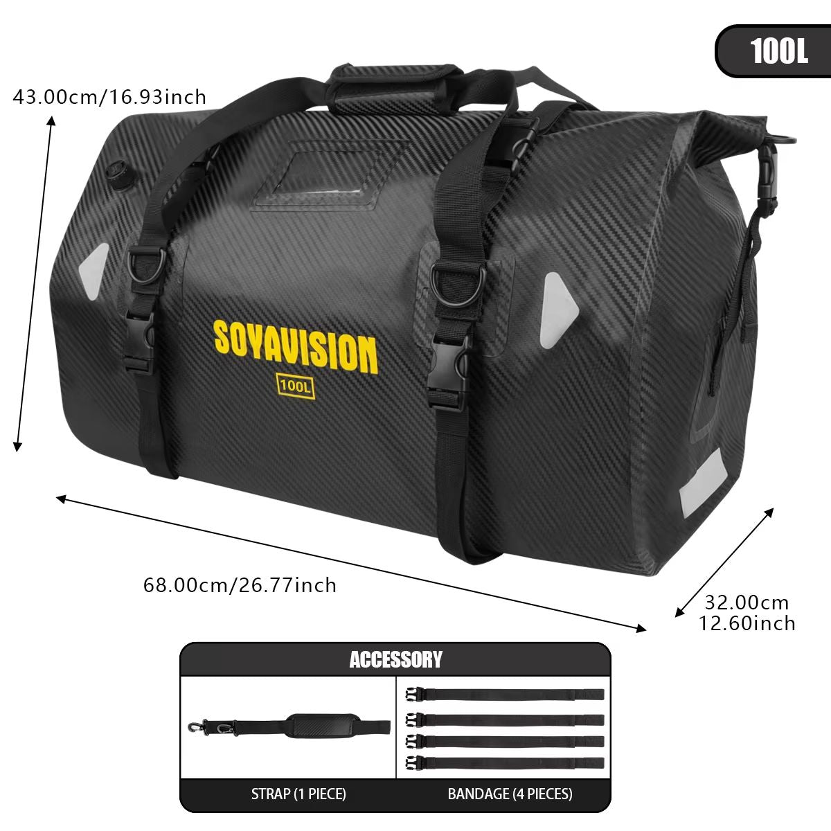 MotoTrek Waterproof Motorcycle Rear Seat Bag  20L100L Expandable Travel Tail Bag  Helmet Storage Fo 10