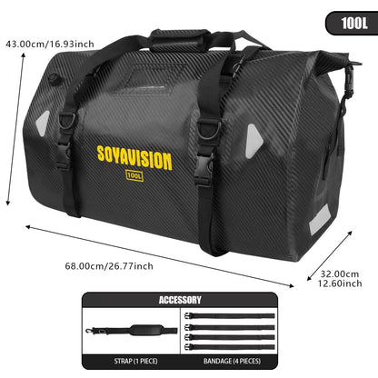 MotoTrek Waterproof Motorcycle Rear Seat Bag  20L100L Expandable Travel Tail Bag  Helmet Storage Fo 10