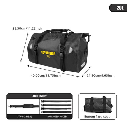 MotoTrek Waterproof Motorcycle Rear Seat Bag  20L100L Expandable Travel Tail Bag  Helmet Storage Fo 6
