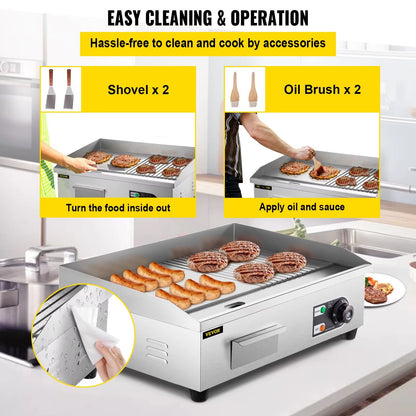 SucceBuy Professional Electric Countertop Griddle  1422 Stainless Steel Flat Top Teppanyaki Grill 1 5