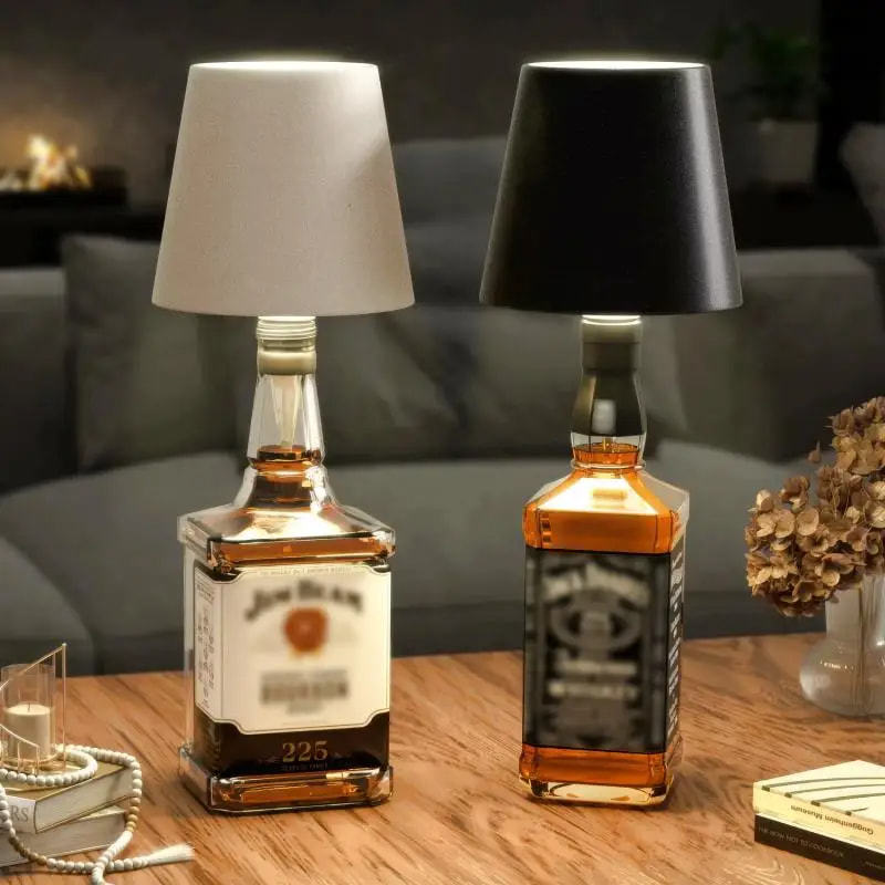 Creative LED Bottle Lamp, Rechargeable, Portable, RGB Dimmable Headlight for Bar, Restaurant, Camping Decor
