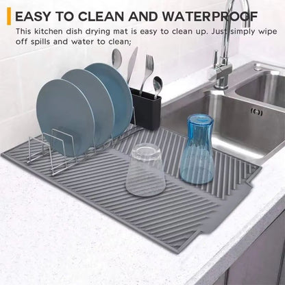 FlexiDry Silicone Drain Pad – Non-Slip Heat-Resistant Dish Drying Mat & Kitchen Counter Protector