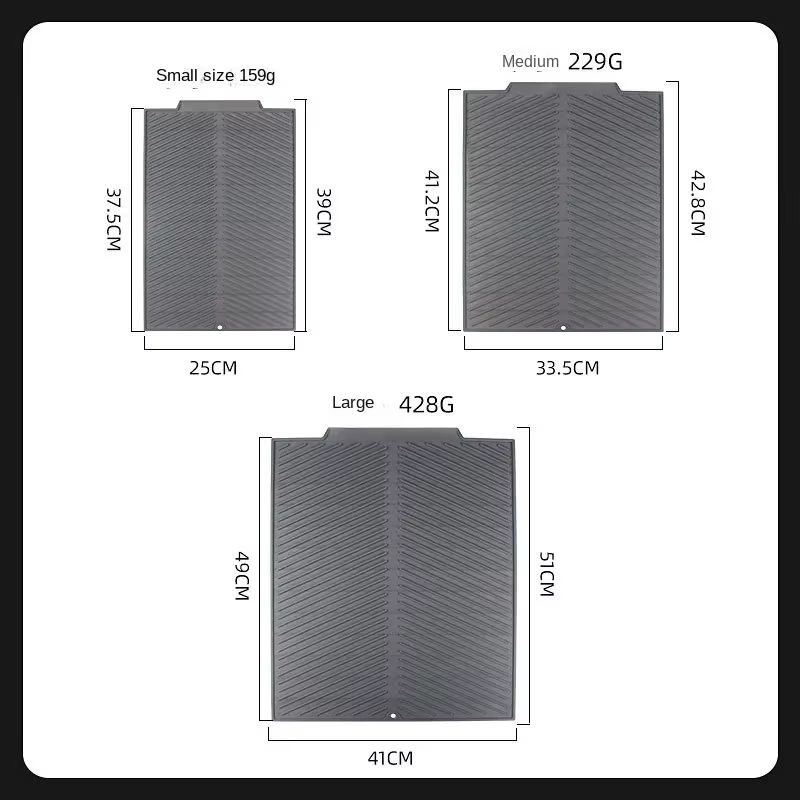 FlexiDry Silicone Drain Pad  NonSlip HeatResistant Dish Drying Mat  Kitchen Counter Protector 6