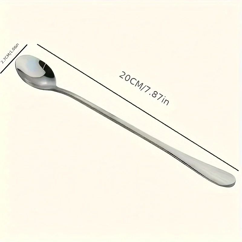 Stainless Steel Long Handled Ice Teaspoon Set Of 6 4