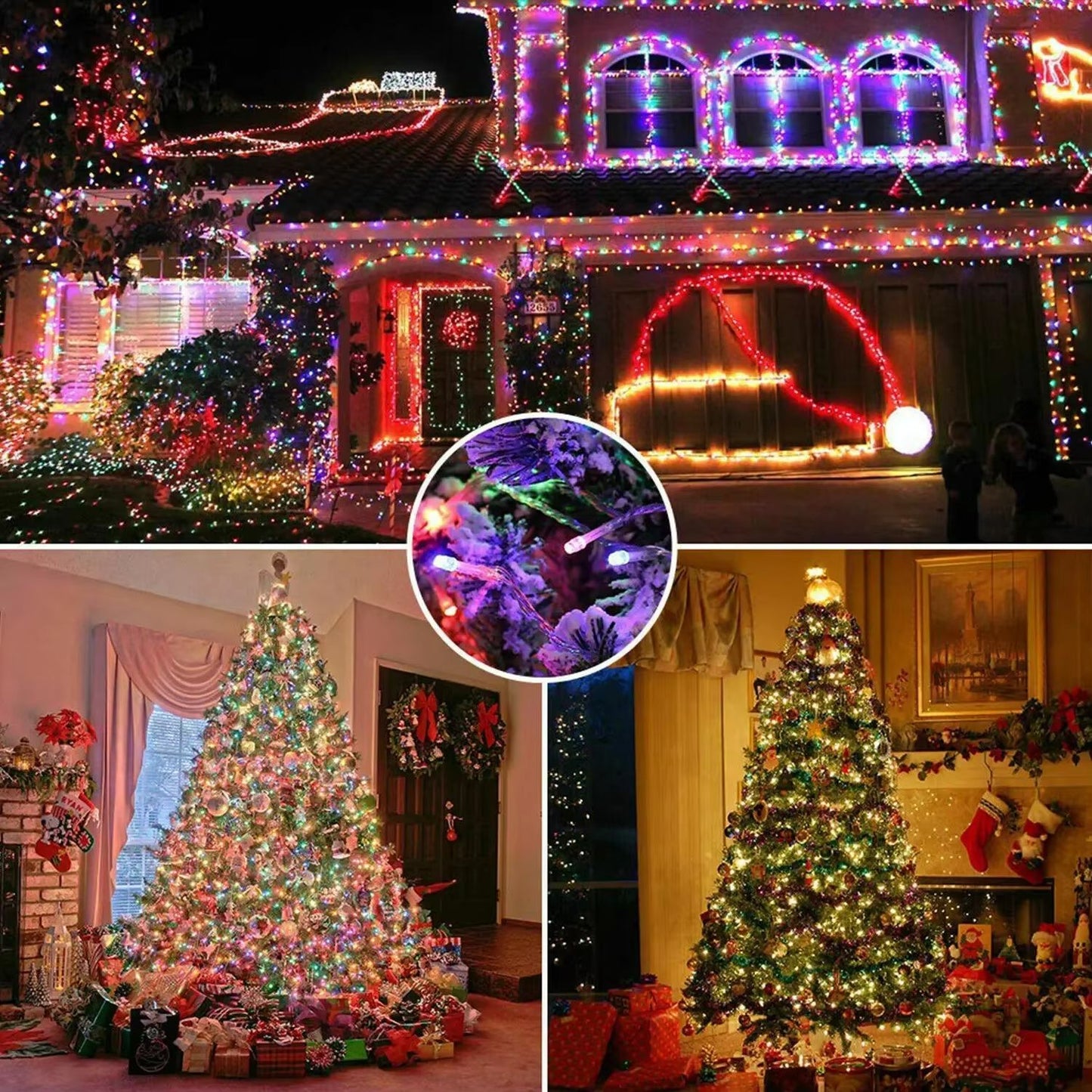 LumaGlow 300LED Solar String Lights  8 Mode Waterproof Fairy Lights For Outdoor Christmas  Garden D 1