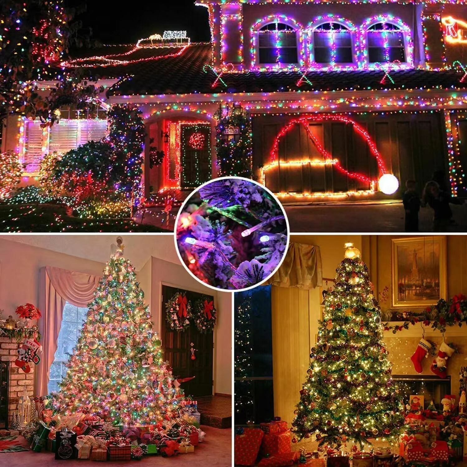 LumaGlow 300LED Solar String Lights  8 Mode Waterproof Fairy Lights For Outdoor Christmas  Garden D 1
