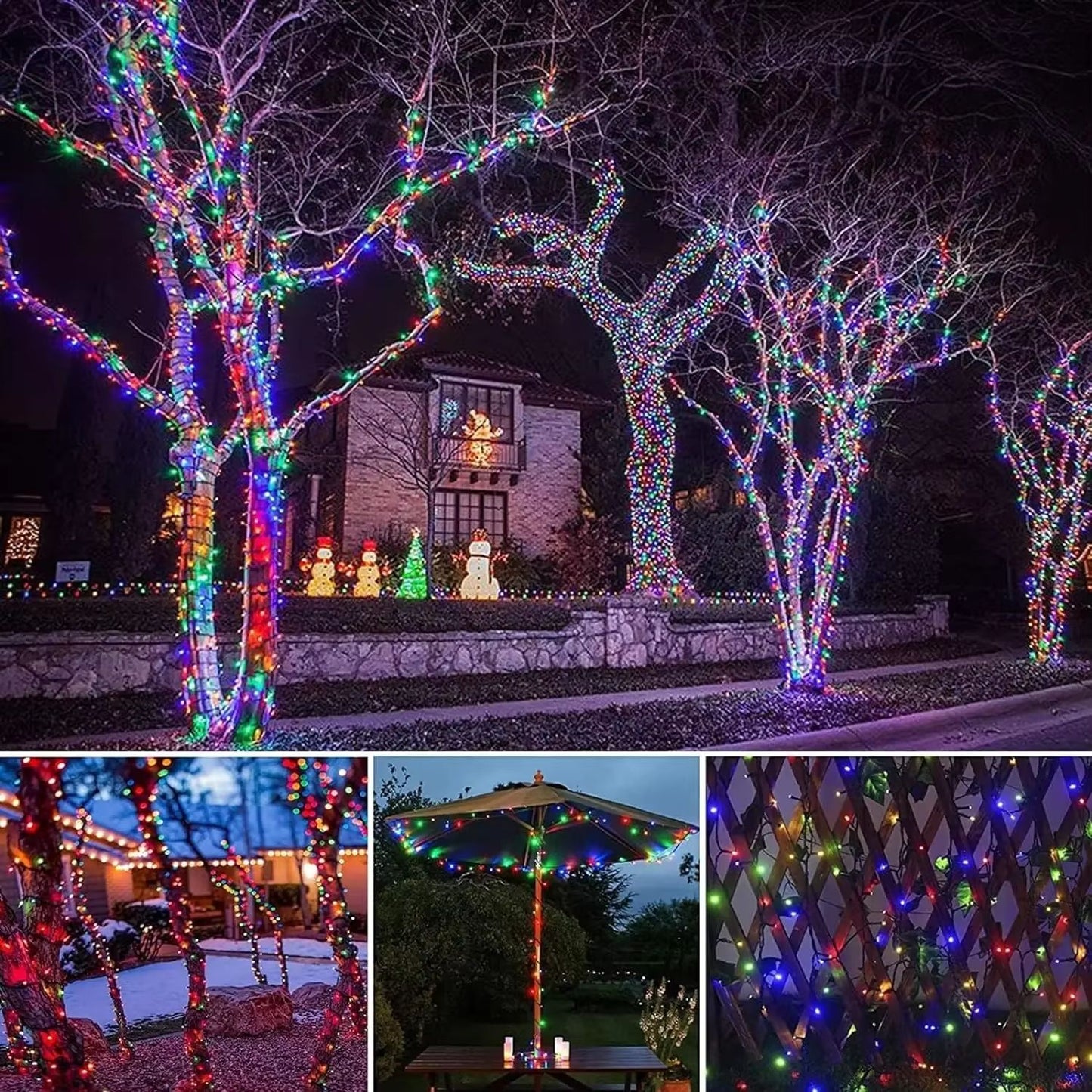 LumaGlow 300LED Solar String Lights  8 Mode Waterproof Fairy Lights For Outdoor Christmas  Garden D 3
