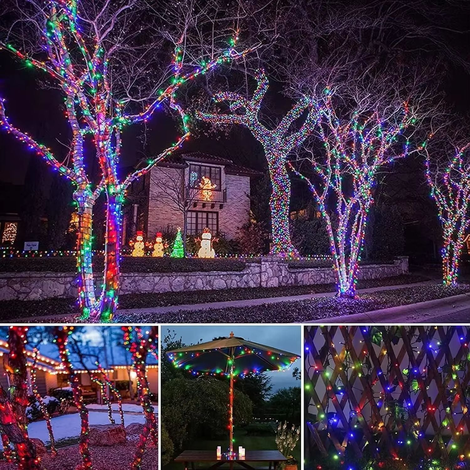 LumaGlow 300LED Solar String Lights  8 Mode Waterproof Fairy Lights For Outdoor Christmas  Garden D 3