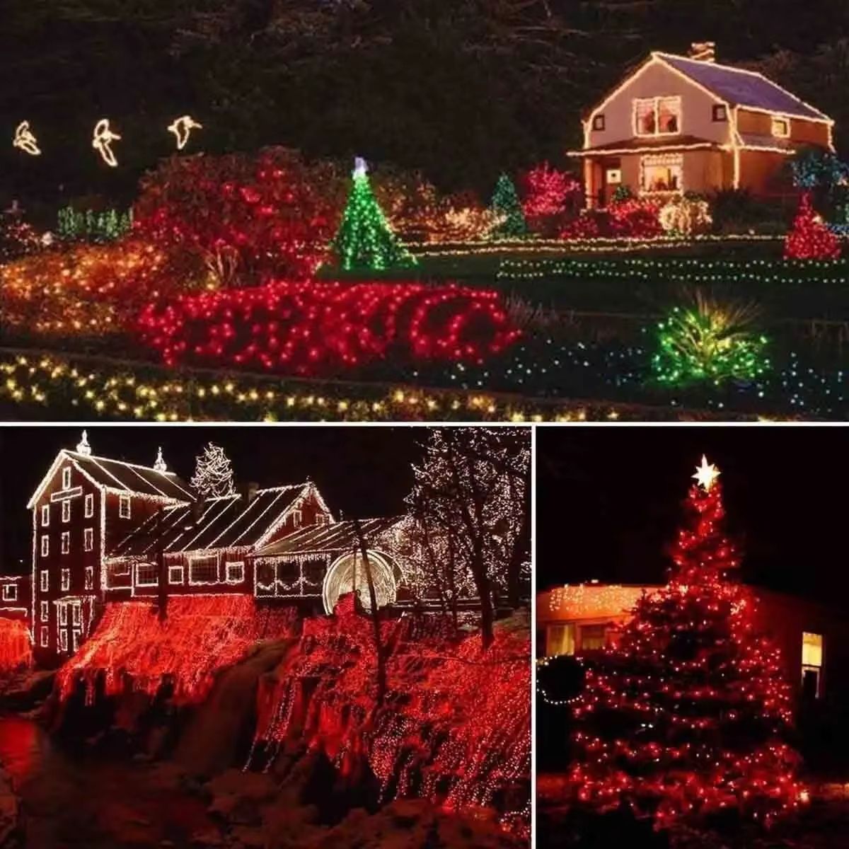 LumaGlow 300LED Solar String Lights  8 Mode Waterproof Fairy Lights For Outdoor Christmas  Garden D 4