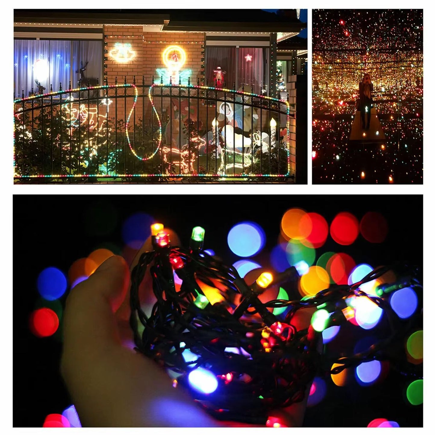 LumaGlow 300LED Solar String Lights  8 Mode Waterproof Fairy Lights For Outdoor Christmas  Garden D 5