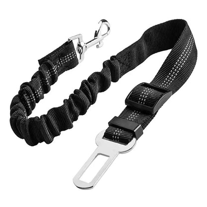 PawGuard Adjustable Dog Car Seat Belt – Elastic Safety Leash for Pets with Buffer Shock Absorption & Secure Clip for Tra