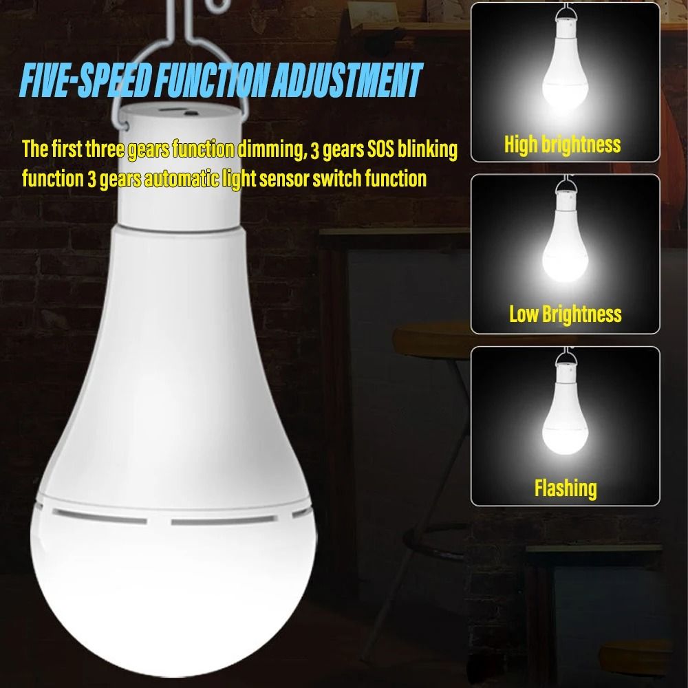 LED Solar Lamp Bulb Outdoor Waterproof Hanging Light 1