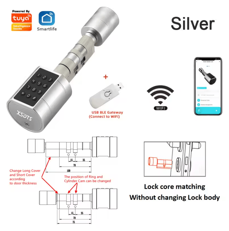 SmartGuard Tuya Fingerprint Cylinder Door Lock 6