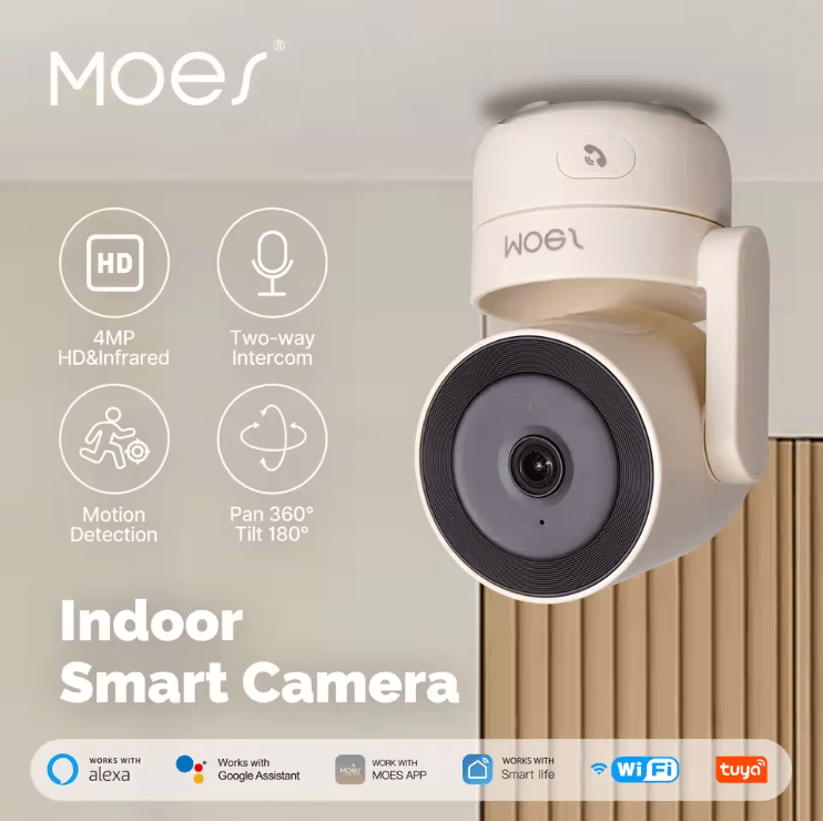 HomeGuard 4MP Tuya WiFi Smart Security Camera with Pan Tilt and Night Vision