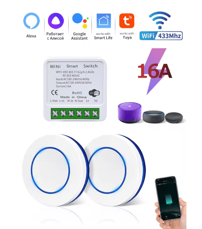 PowerSync 20A Tuya WiFi Smart Switch With RF Control And Voice Integration 7