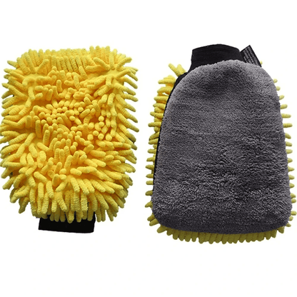 AquaShine Double-Faced Microfiber Car Wash Gloves – Waterproof Cleaning Mitts for Auto Detailing and Shine