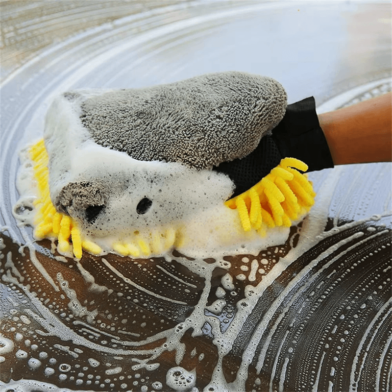 AquaShine DoubleFaced Microfiber Car Wash Gloves  Waterproof Cleaning Mitts For Auto Detailing And  1