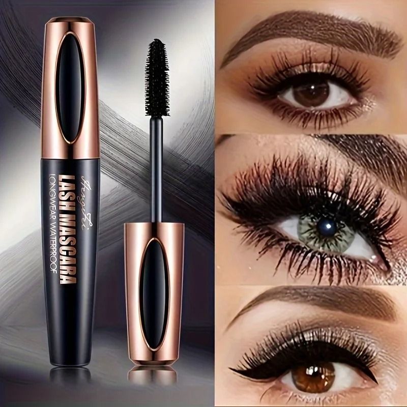 4D Lash Mascara Waterproof Smudge-Proof Long-Lasting Black Mascara for Voluminous Natural Lashes
