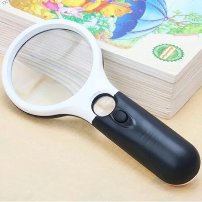 Professional Handheld Magnifying Glass with LED Light 3X and 45X Dual Lens Magnifier for Reading Jewelry Coins and Craft